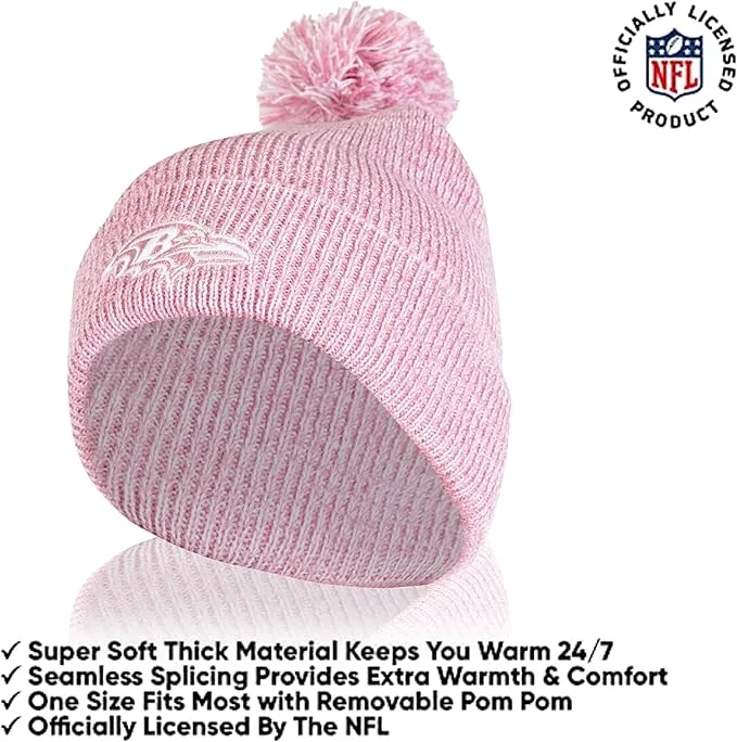 Ultra Game Adults Unisex NFL Official Super Soft Winter Beanie Knit Hat with Extra Warm Touch Screen Gloves|Baltimore Ravens