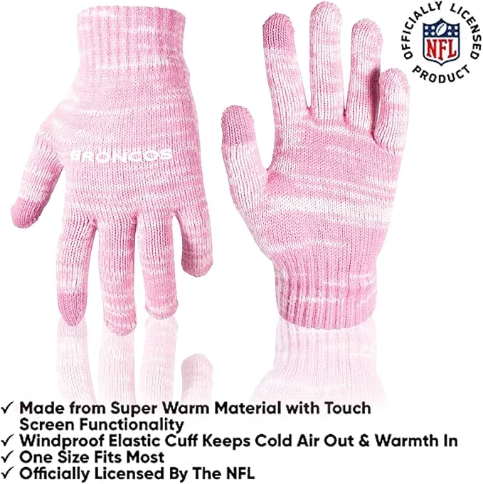 Ultra Game Adults Unisex NFL Official Super Soft Winter Beanie Knit Hat with Extra Warm Touch Screen Gloves|Denver Broncos