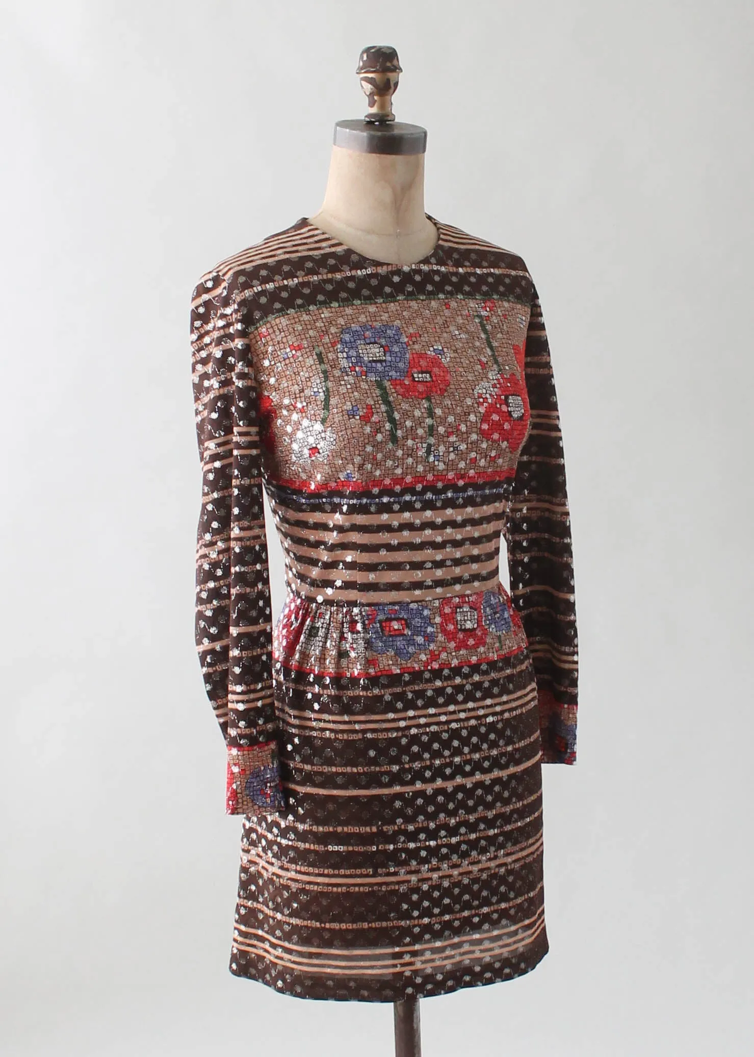 Vintage 1960s Klimt Inspired Lamé Mini Dress