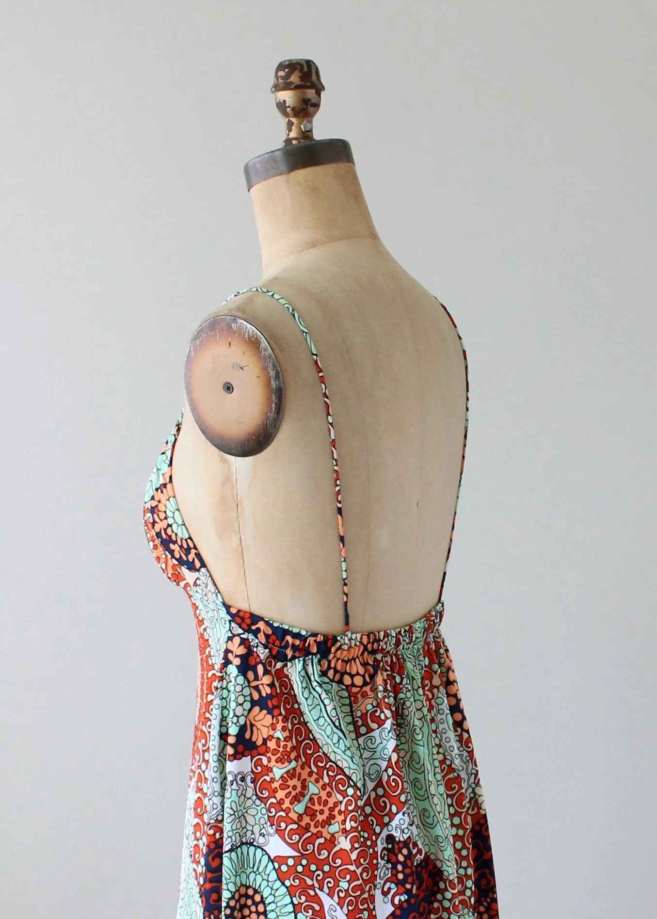 Vintage 1970s Abstract Print Sexy Sundress