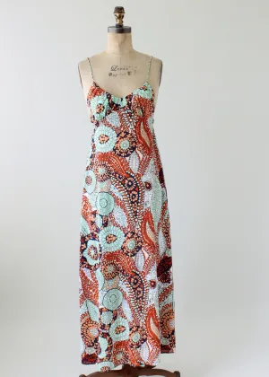 Vintage 1970s Abstract Print Sexy Sundress