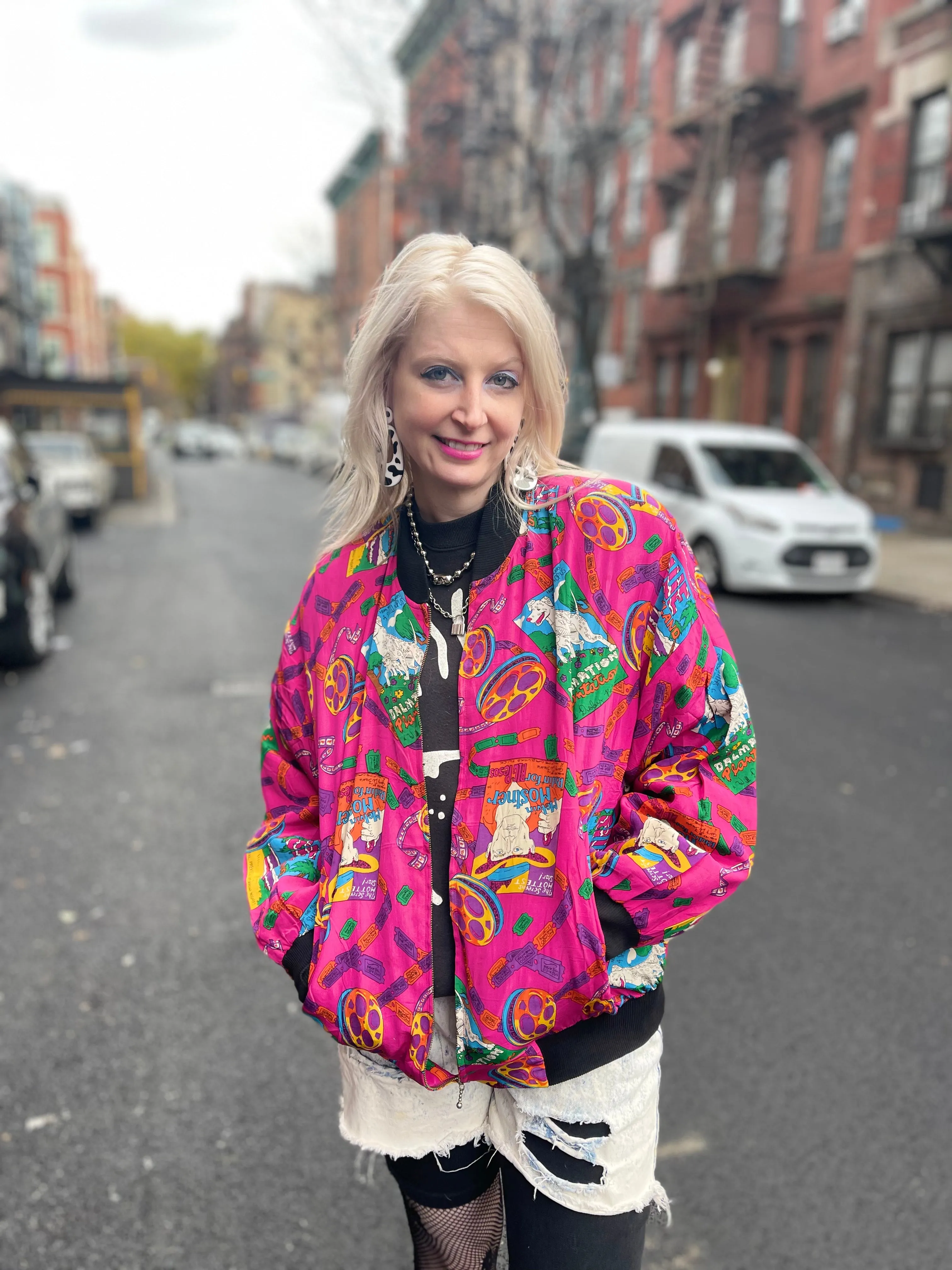 Vintage 90s Film Theme Bomber Jacket