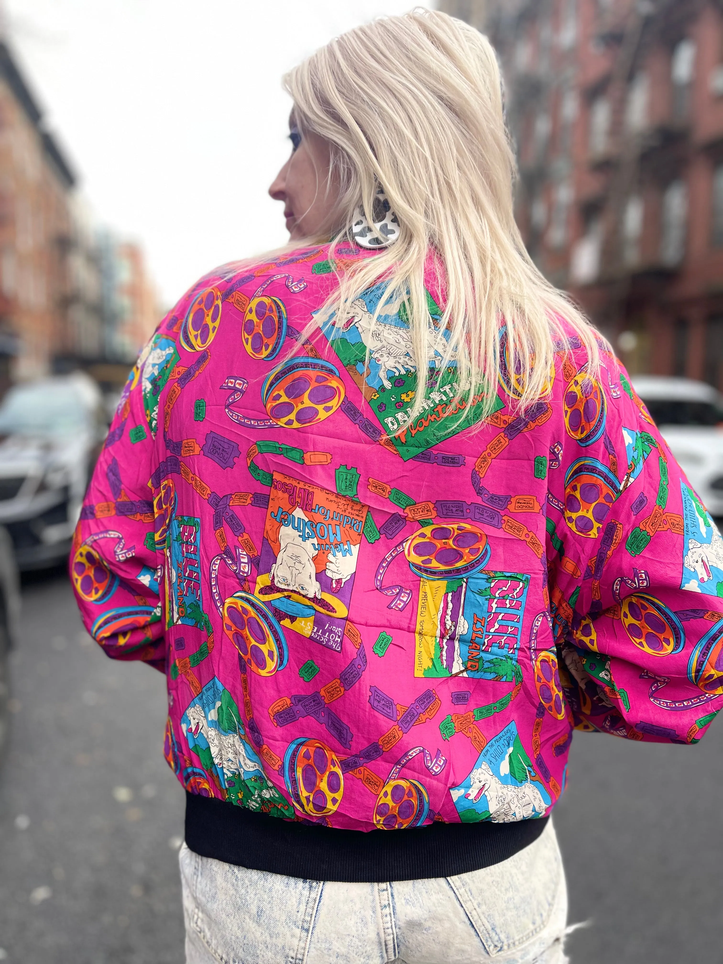 Vintage 90s Film Theme Bomber Jacket