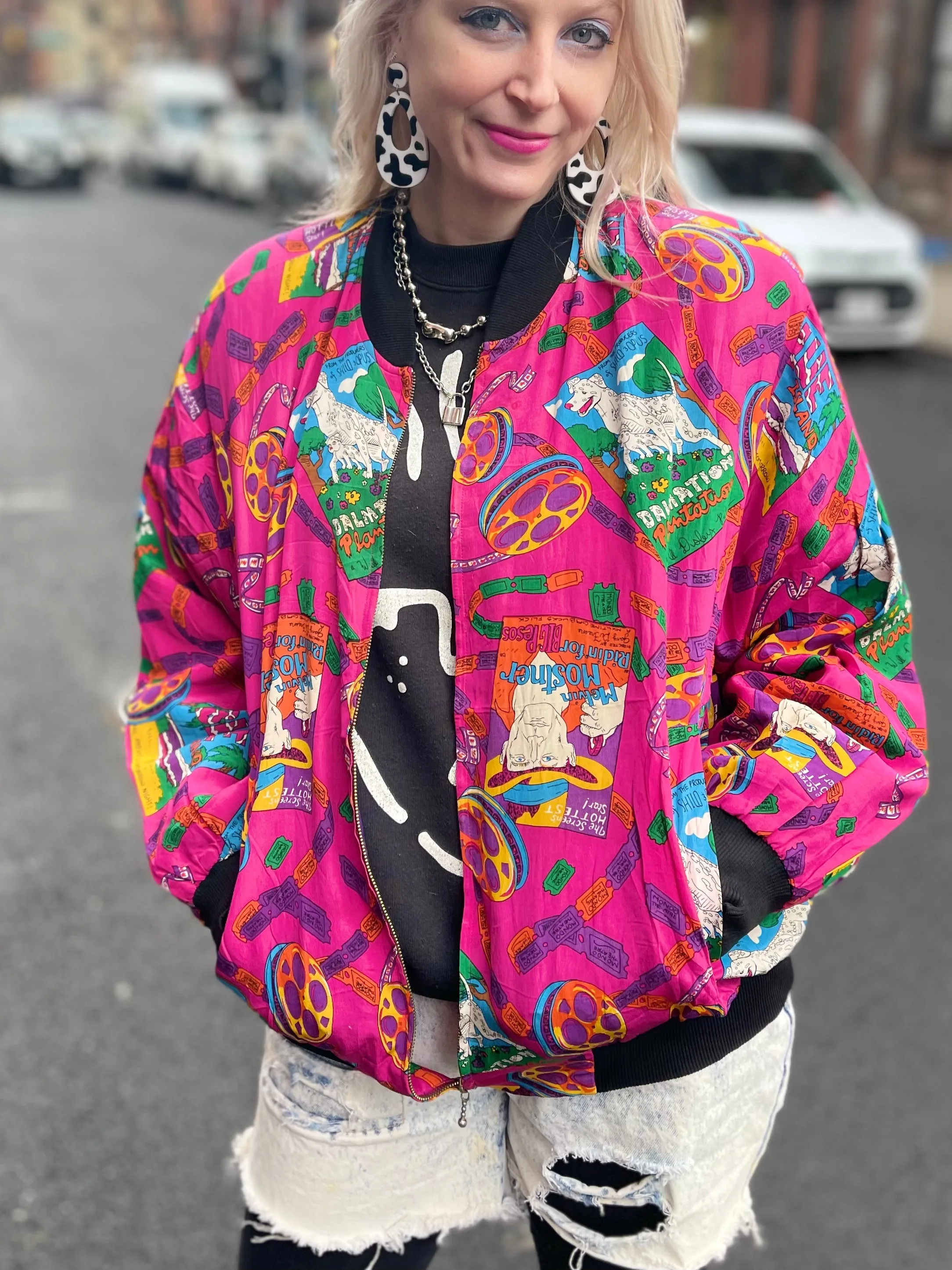 Vintage 90s Film Theme Bomber Jacket