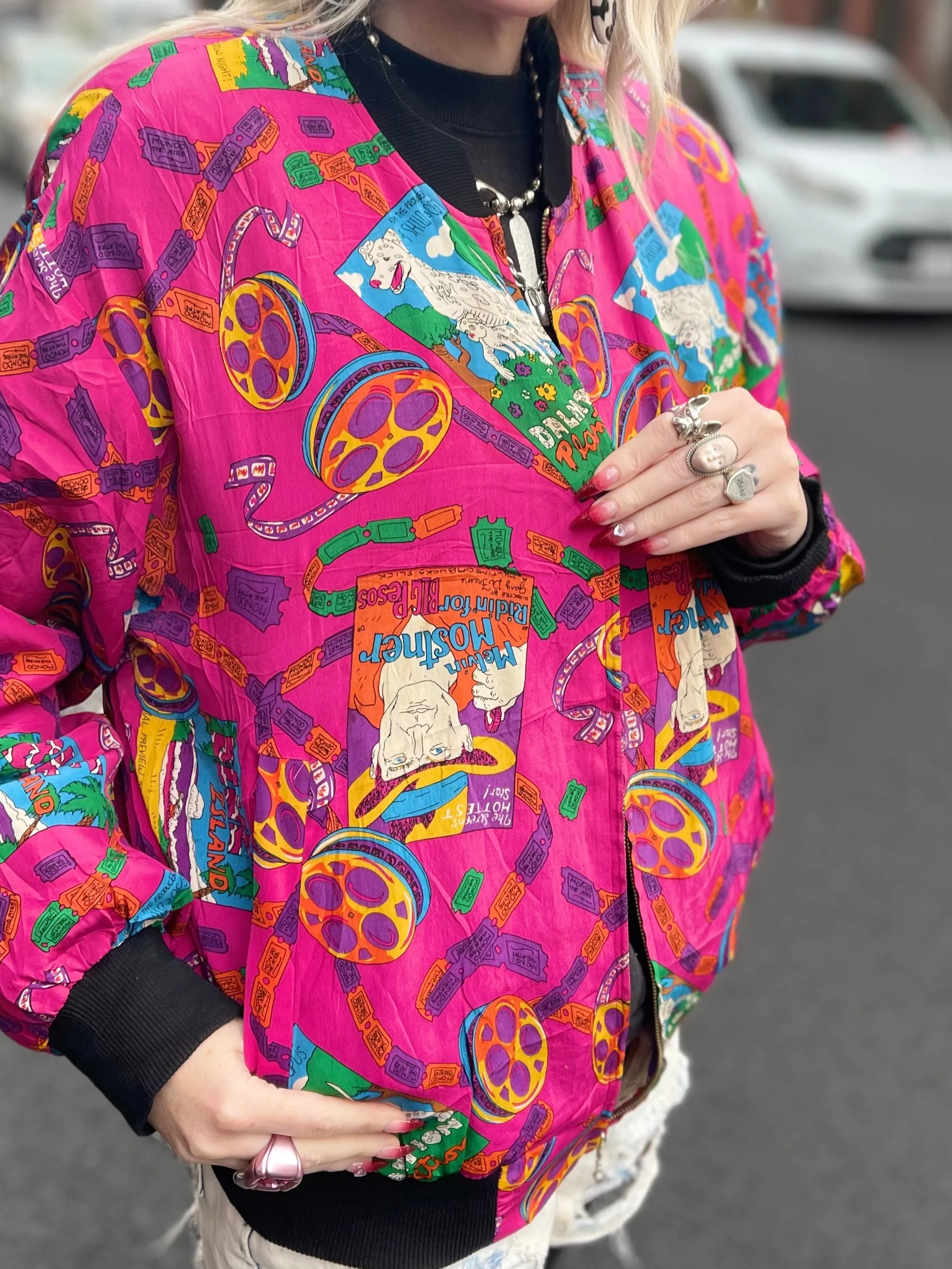 Vintage 90s Film Theme Bomber Jacket