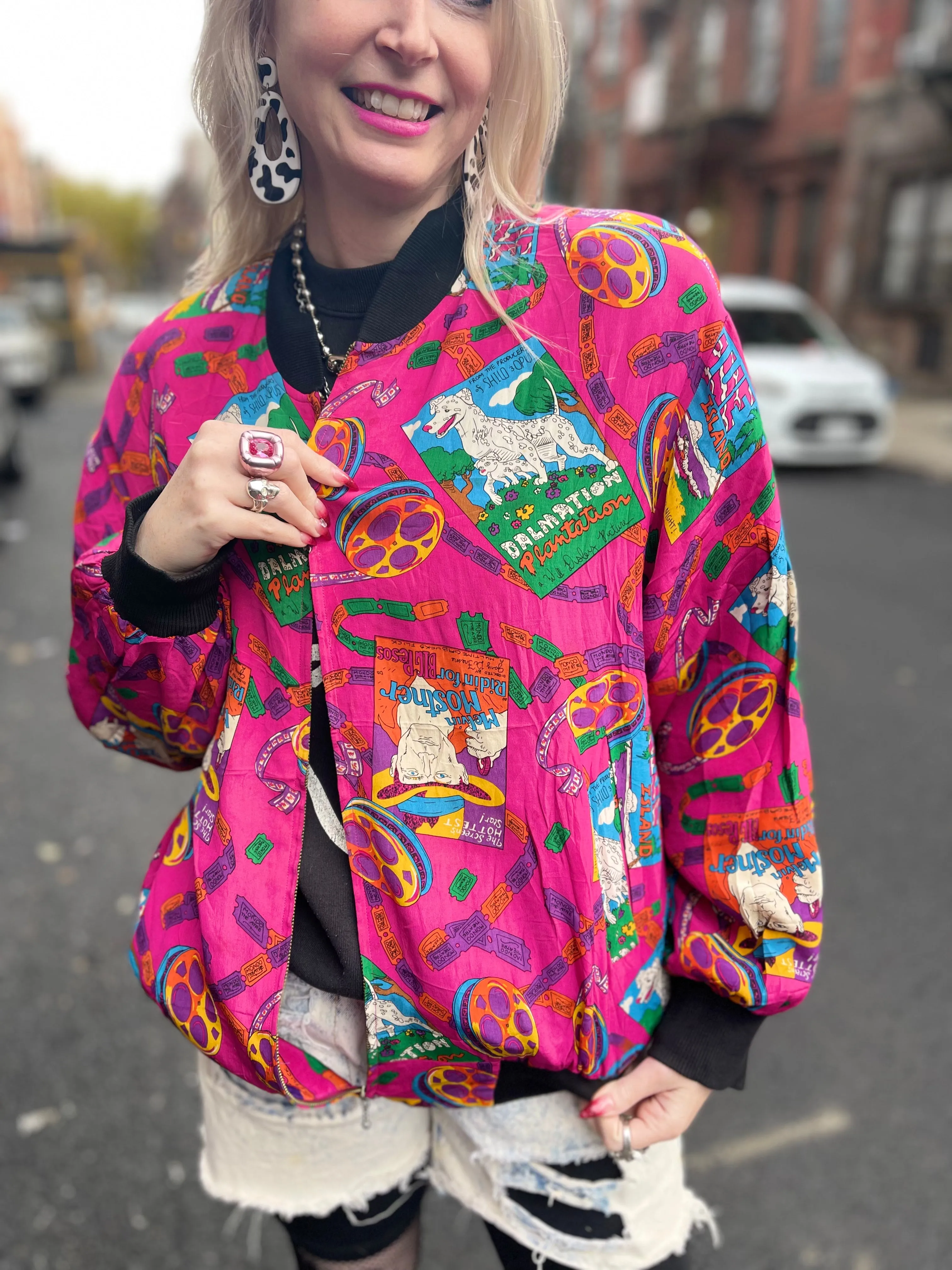 Vintage 90s Film Theme Bomber Jacket