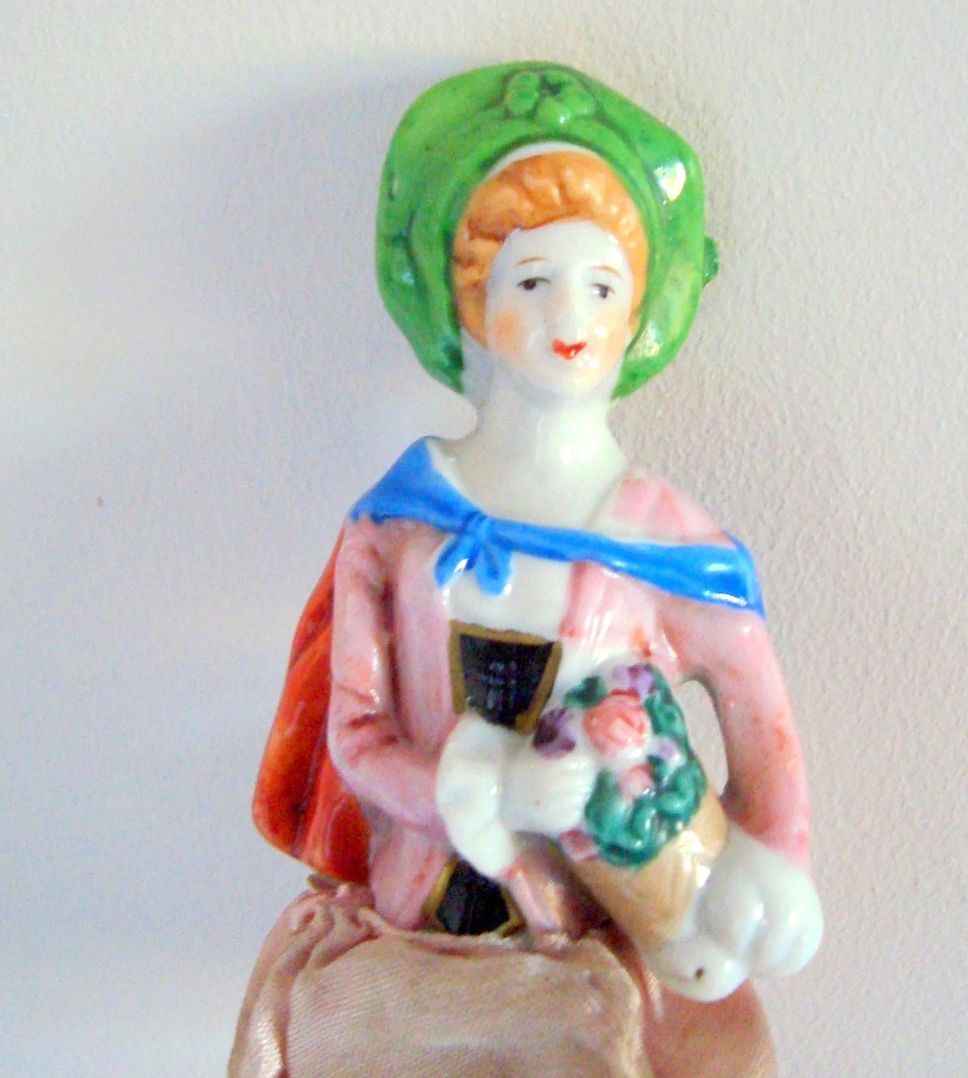 Vintage Half Doll Porcelain Lady Table Crumb Brush