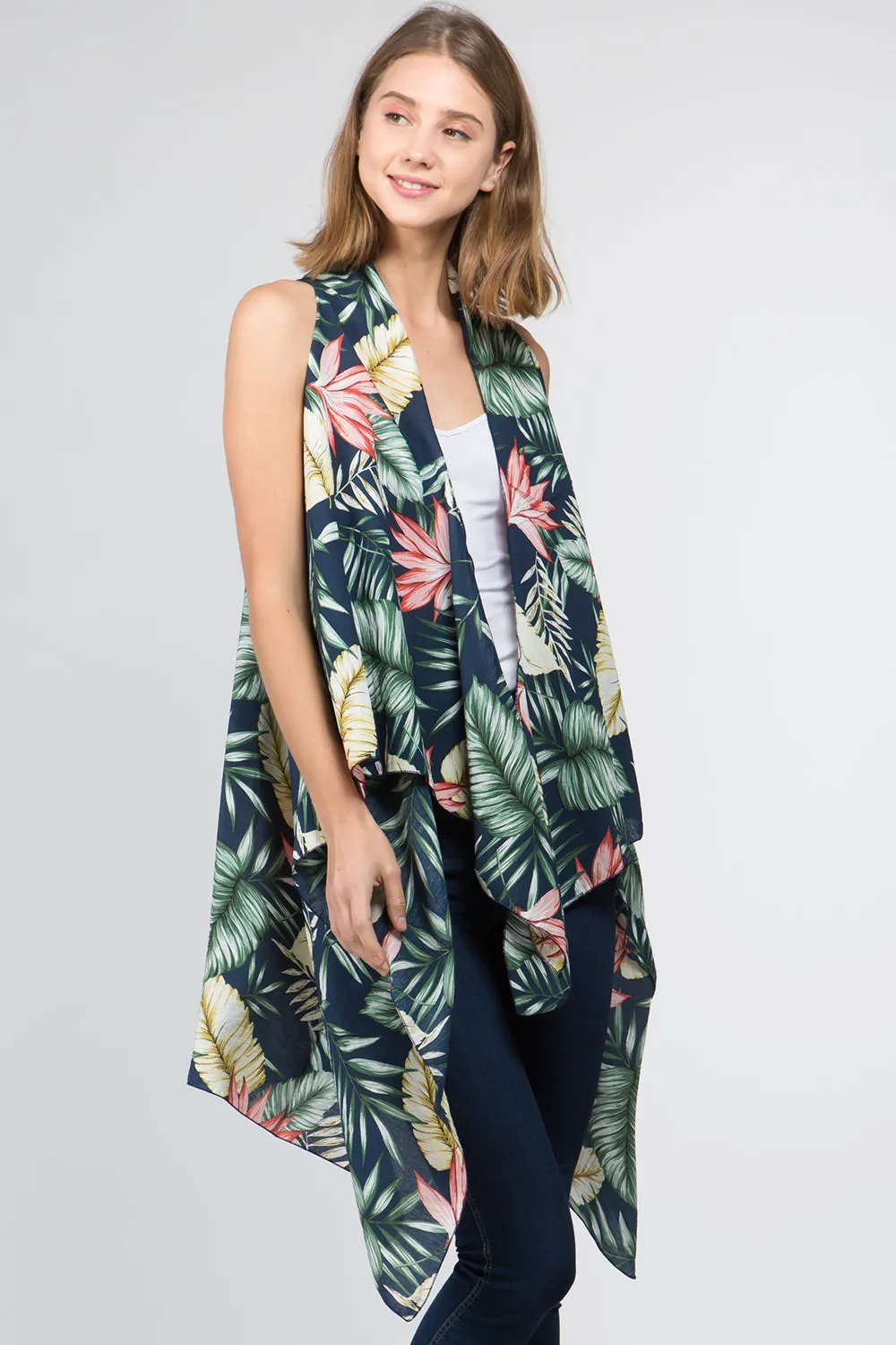 VP-9731 tropical leaf design vest