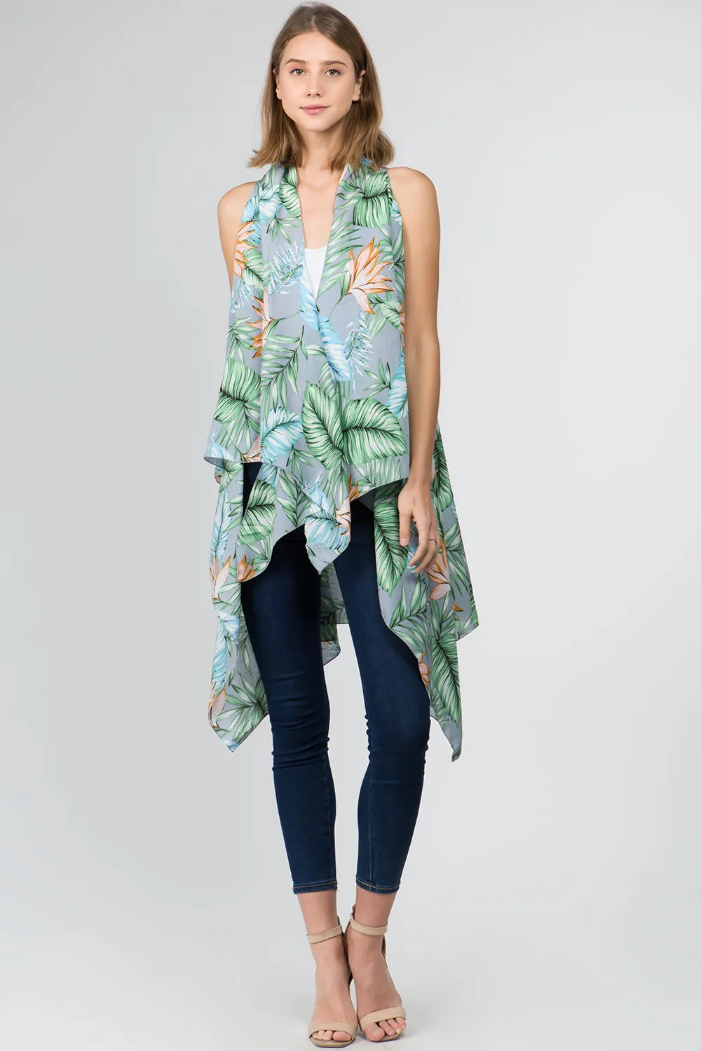 VP-9731 tropical leaf design vest