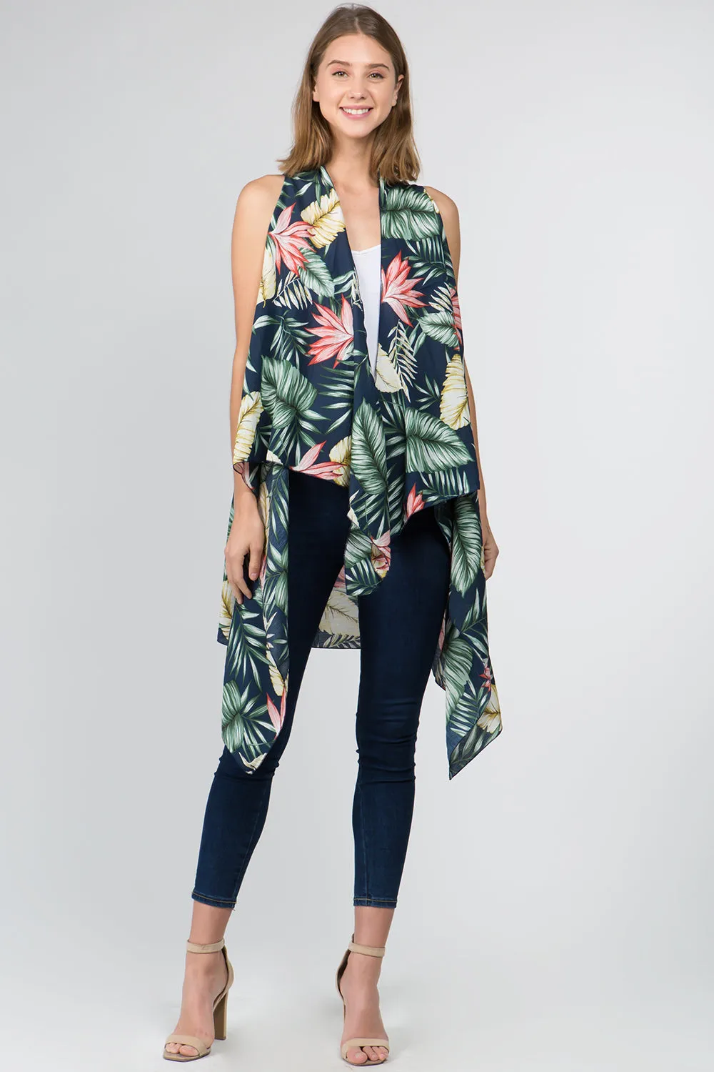 VP-9731 tropical leaf design vest