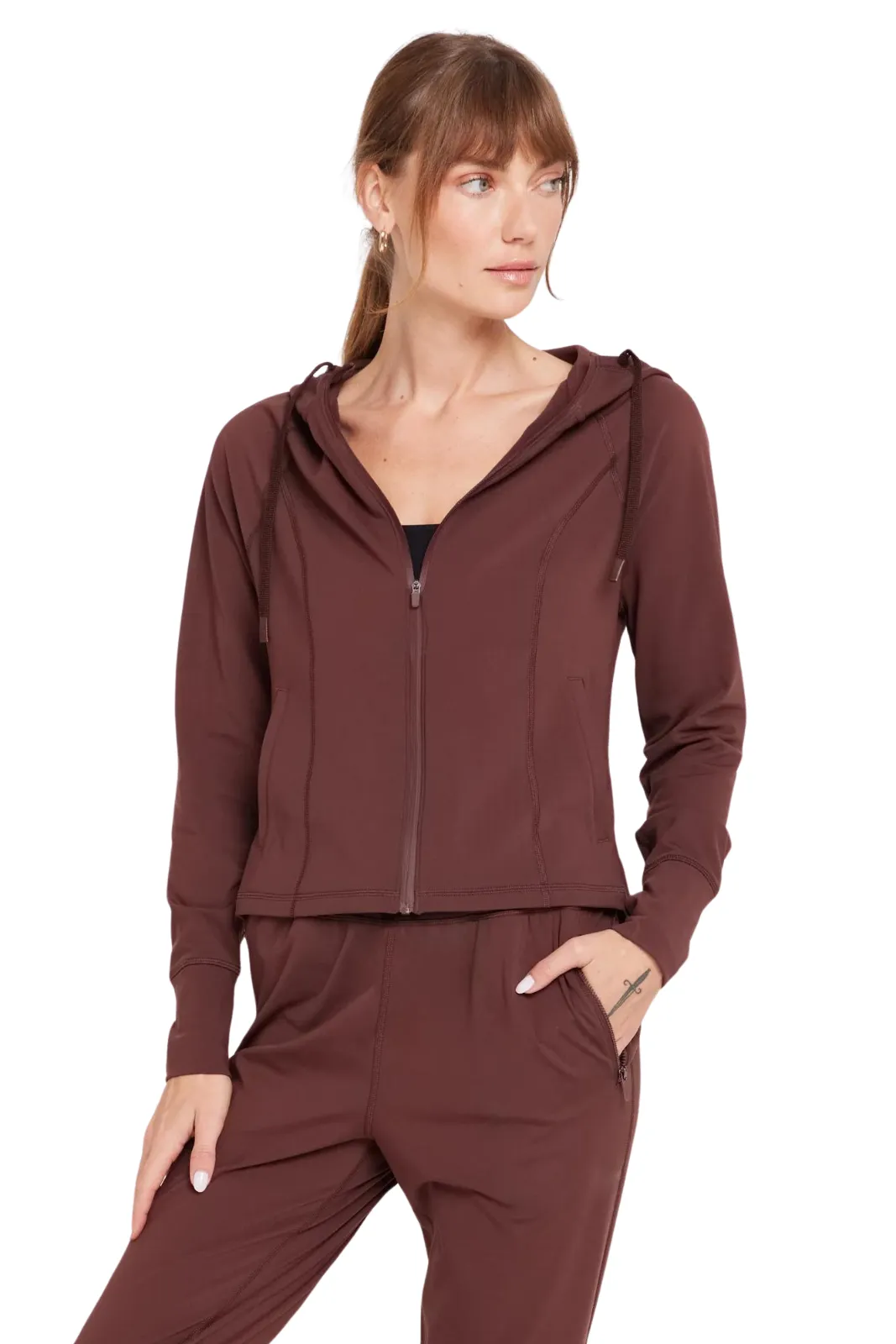 Warm Core Zip Hood Jacket, Chocolate