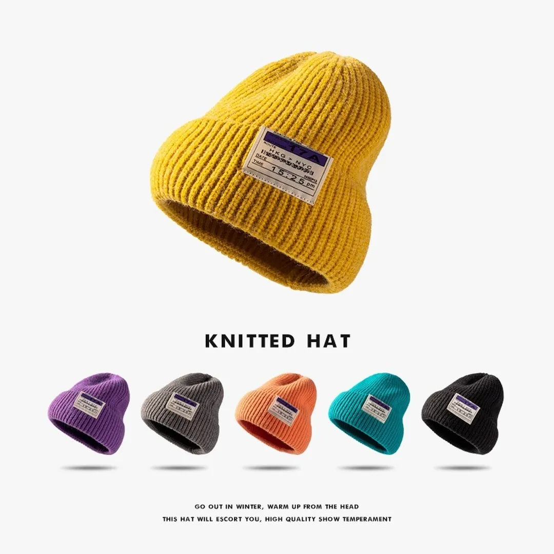 warm letter stitching men's woolen Knitted hat