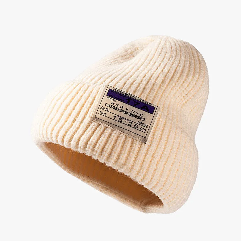 warm letter stitching men's woolen Knitted hat