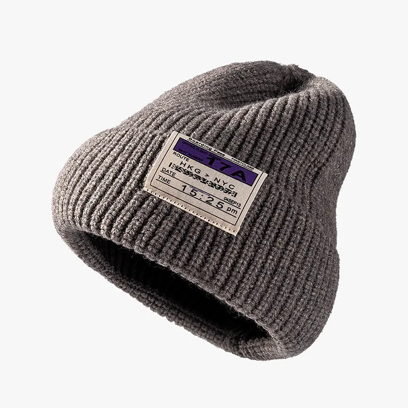 warm letter stitching men's woolen Knitted hat