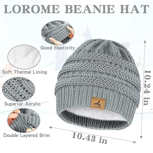 Winter Beanie Hat Scarf Gloves, Warm Fleece Knit Winter Hats Touch Screen Gloves Neck Scarf Set Winter Gifts for Women Men