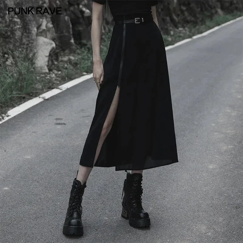 Women's Minimalist Long High Belt Pendulum Detachable A Waist Two-wear Half Chiffon Thin Skirt