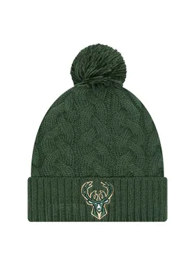 Women's New Era Cabled Pom Milwaukee Bucks Knit Hat