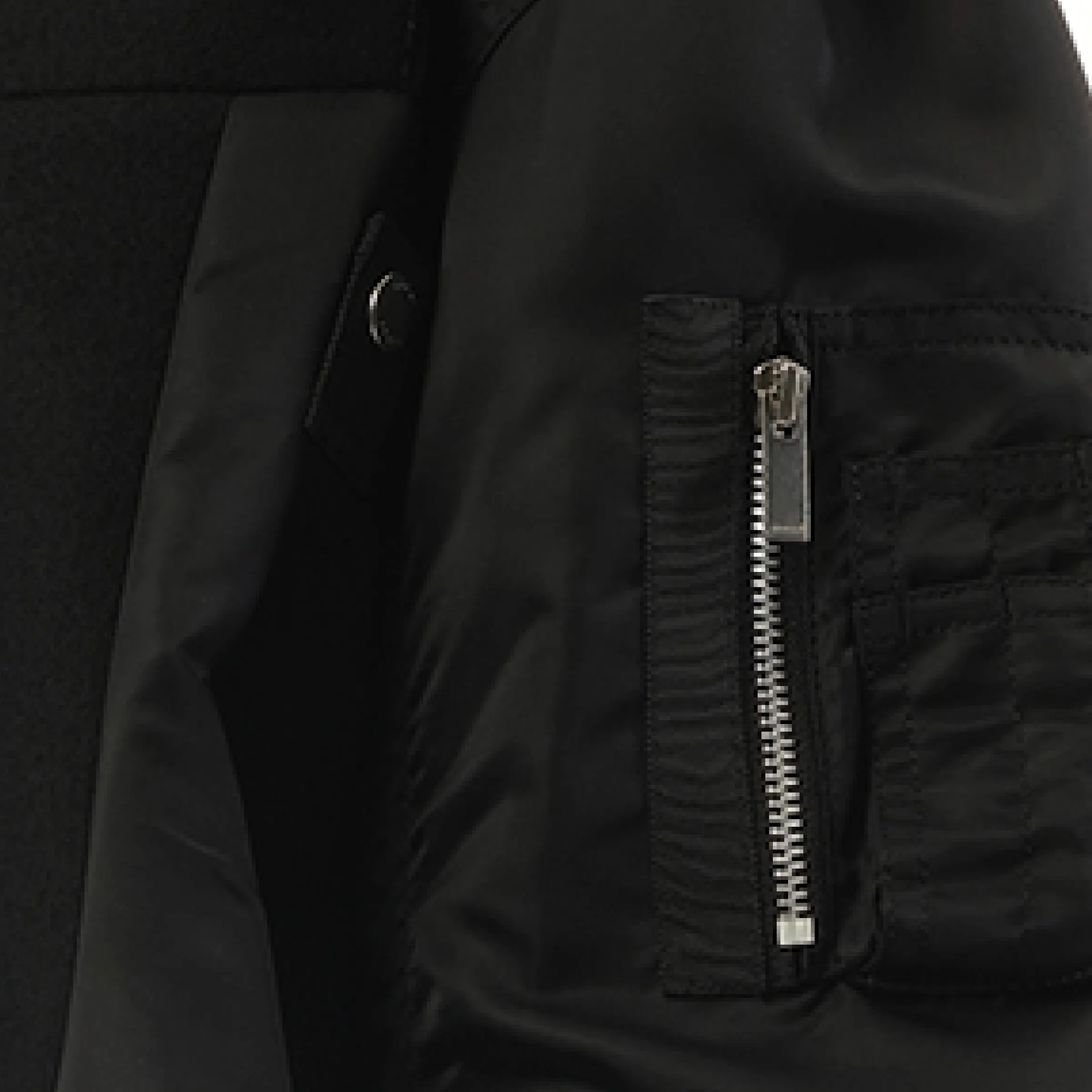 Wool Melton x Nylon Twill Quilted Coat in Black