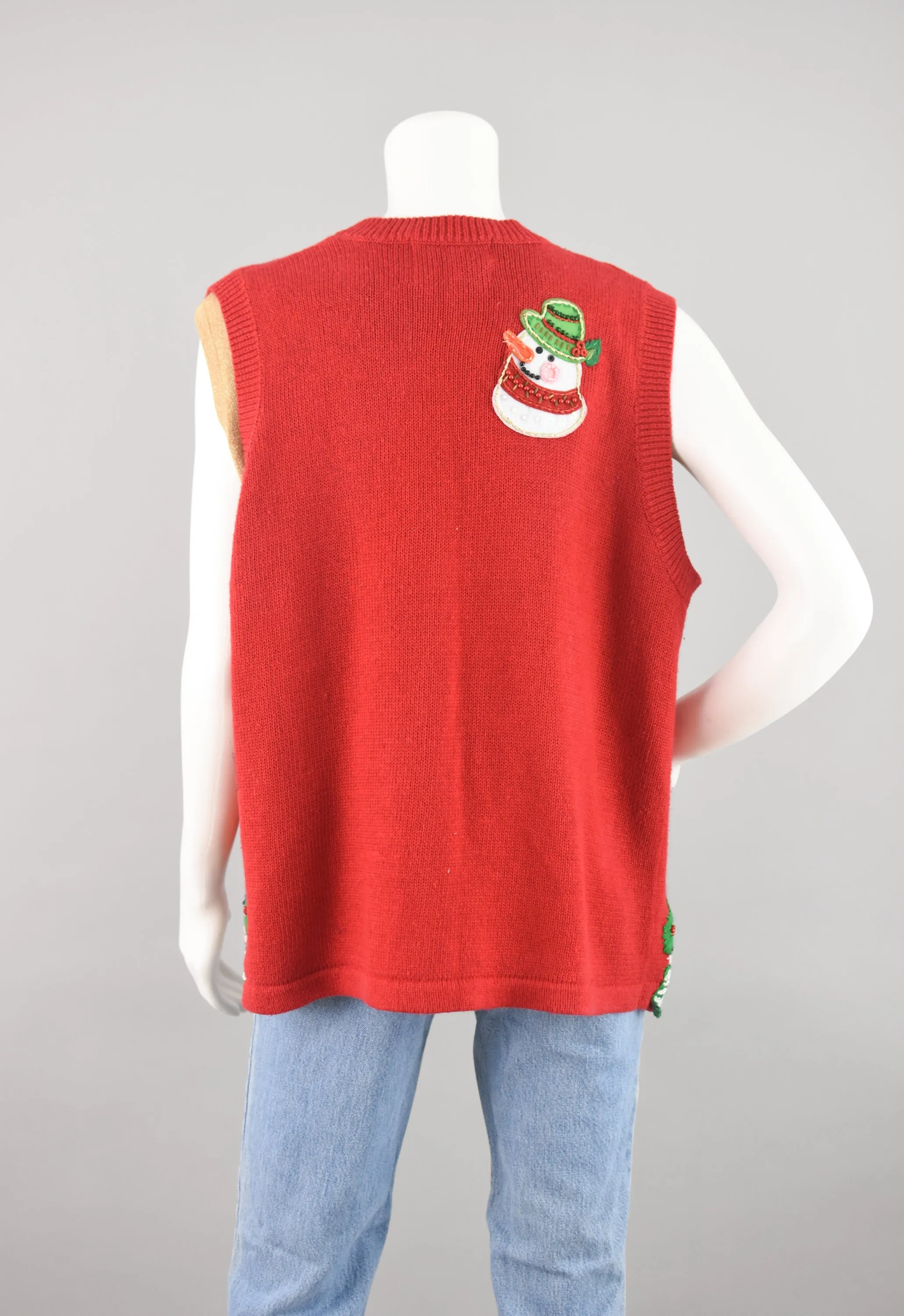 Y2K Ugly Christmas Snowmen Cardigan Women's Large