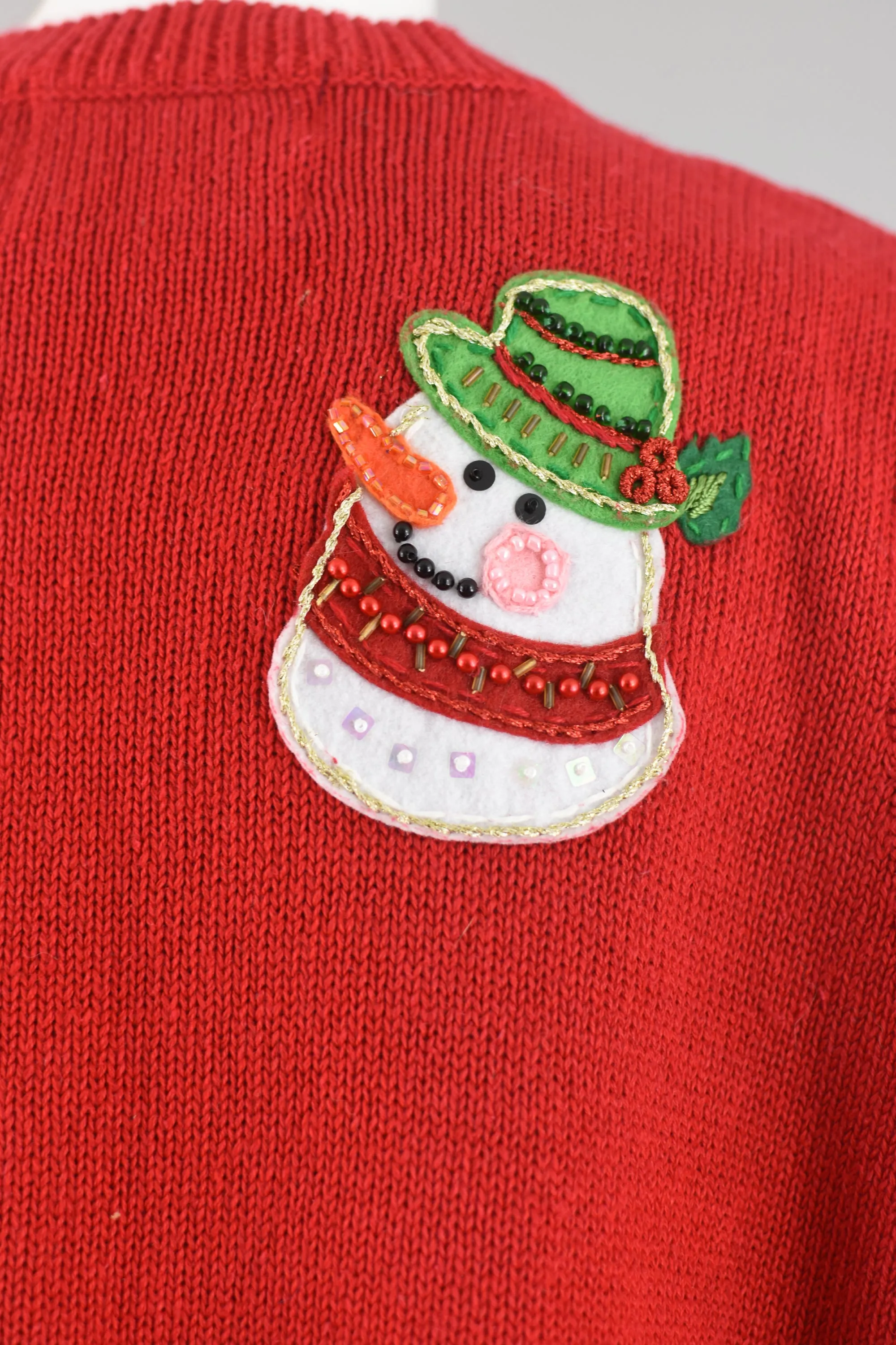 Y2K Ugly Christmas Snowmen Cardigan Women's Large