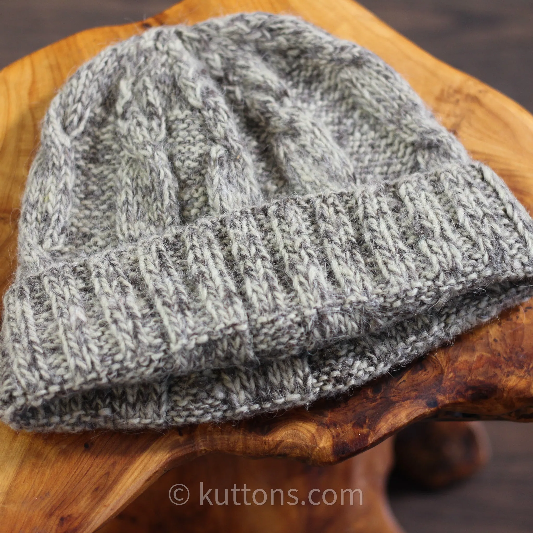 Yak Wool Beanie Hat - Handspun and Handknit in Ladakh Himalayas | Gray-Yellow