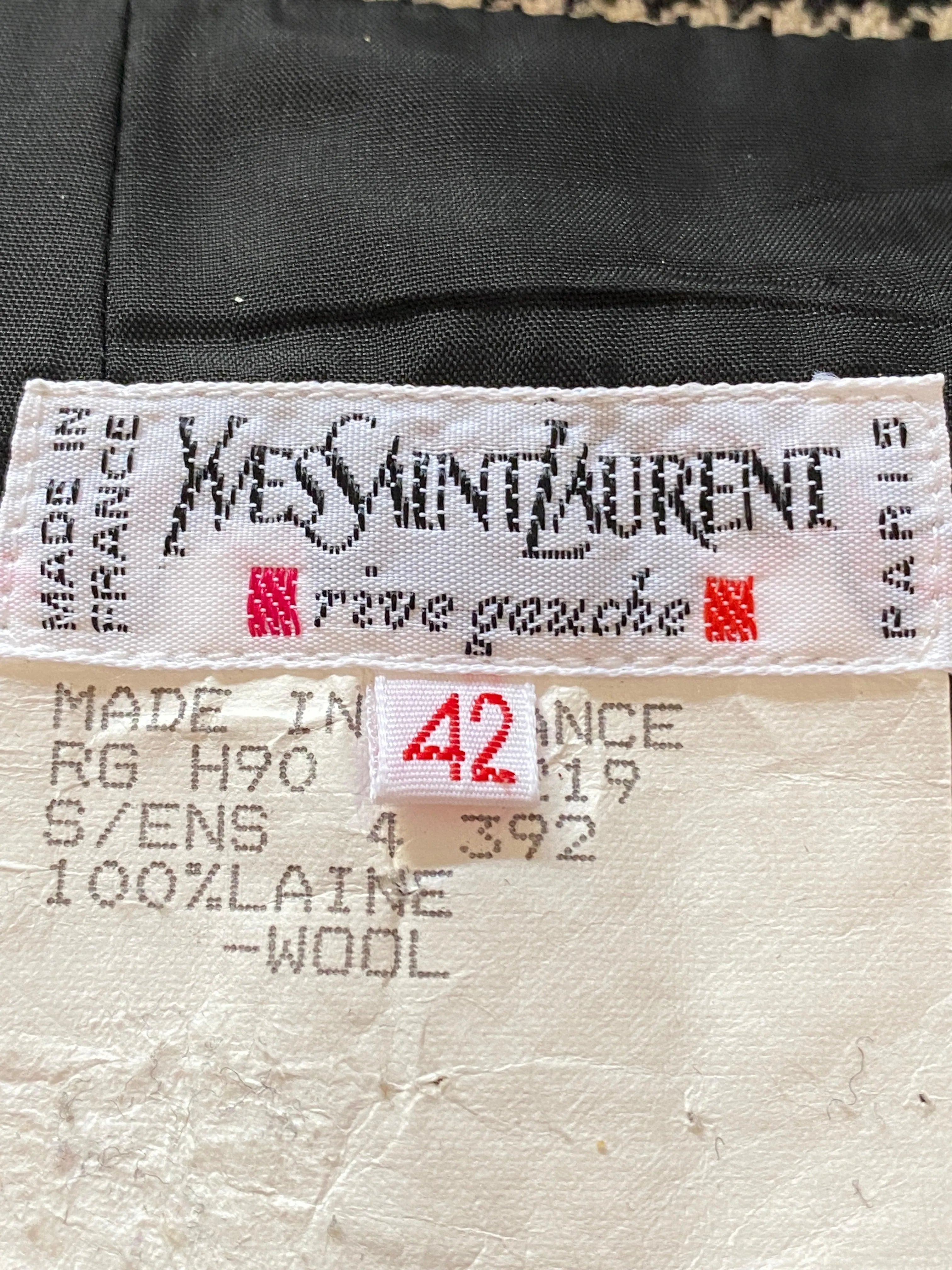 Yves Saint Laurent "Rive Gauche" Vintage Wool Skirt Dogstooth Pattern UK Size 10